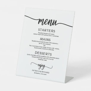 Wedding Menu Sign Rustic Chic Calligraphy