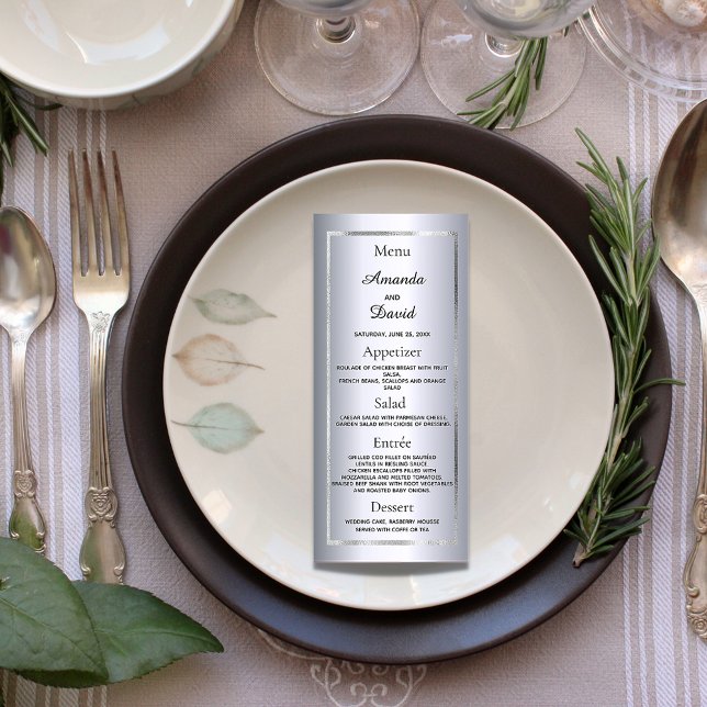 Wedding Menu silver elegant glam minimalist (Creator Uploaded)