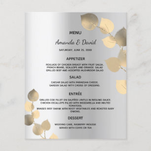 Wedding Menu silver eucalyptus golden