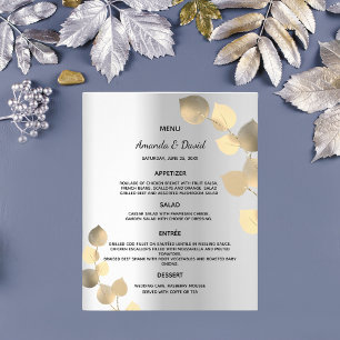 Wedding Menu silver eucalyptus golden budget