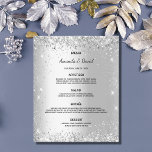 Wedding Menu silver glitter sparkles elegant<br><div class="desc">An elegant,  glamorous wedding menu card. Personalize and add your names,  date and the wedding menu. Faux silver looking background,  decorated with faux glitter sparkles.</div>