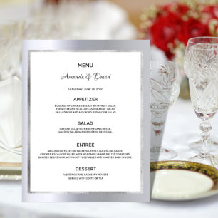 Wedding Menu silver metallic glam elegant