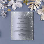 Wedding Menu silver metallic glitter dust elegant<br><div class="desc">An elegant,  glamourous wedding menu card. Personalise and add your names,  date and the wedding menu. Faux silver metallic looking background,  decorated with faux glitter dust.</div>