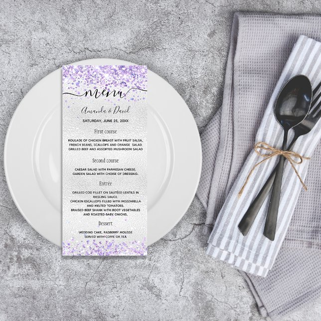 Wedding Menu silver purple violet glitter (Creator Uploaded)