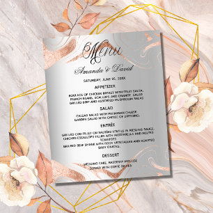 Wedding Menu silver rose gold marble budget