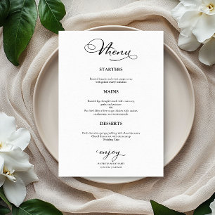 Wedding Menu Simple Elegant Calligraphy