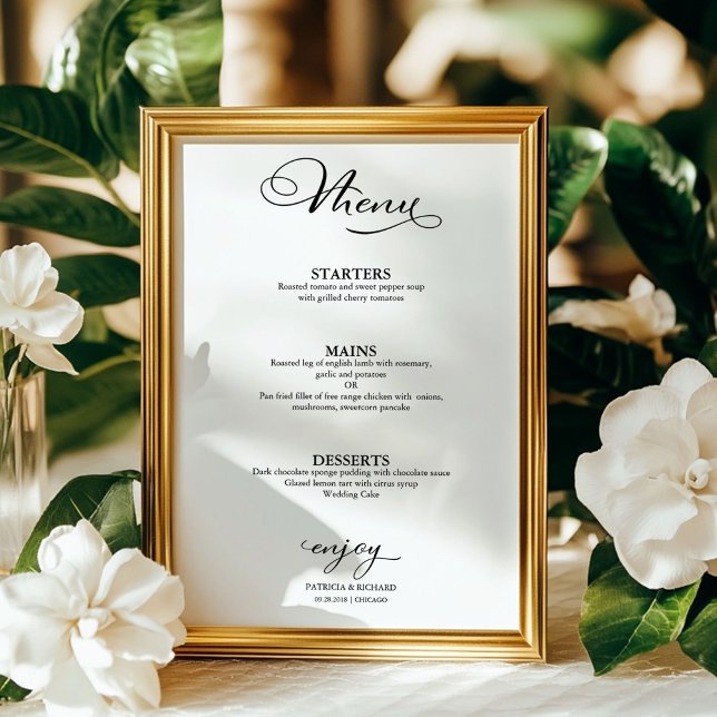 Wedding Menu Simple Elegant Calligraphy Poster (Creator Uploaded)