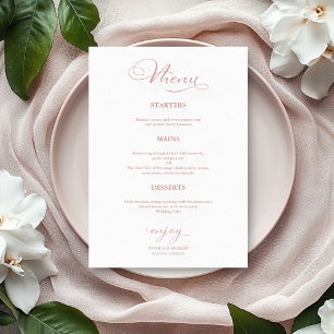 Wedding Menu Simple Elegant Faux Foil Calligraphy