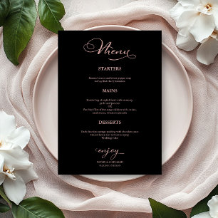 Wedding Menu Simple Elegant Rose Gold Black