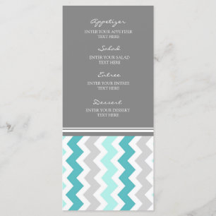 Wedding Menu Teal Grey Chevron