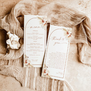 Wedding Menu + Thank You Note Boho Napkin Note
