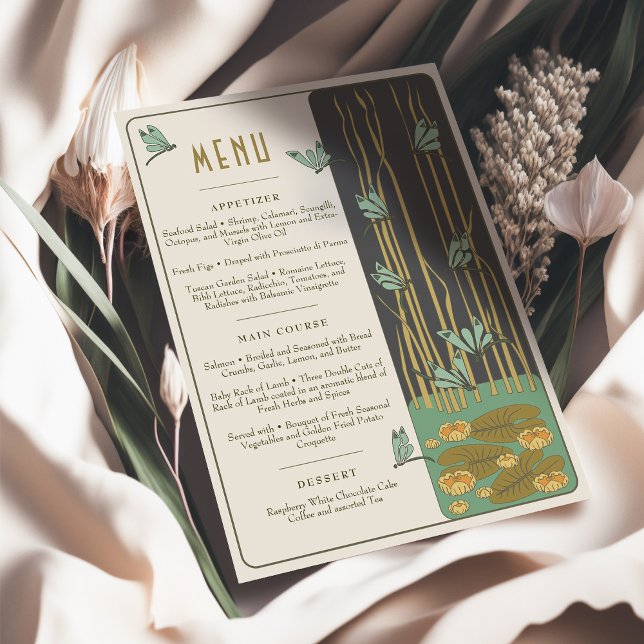 Wedding Menu Victorian Dreams Dragonflies Invitation (Creator Uploaded)
