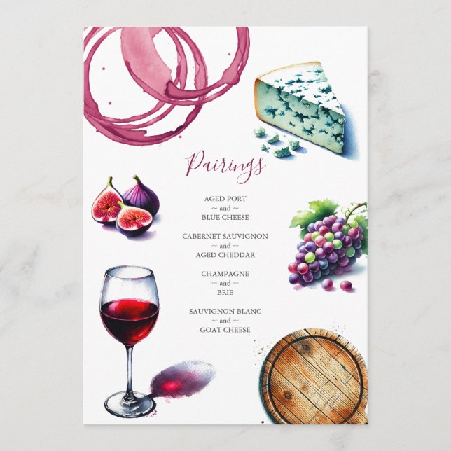 Wedding Menus Wine & Cheese Tasting Invitation (Front)
