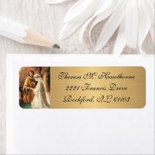 Wedding Metallic Elegant Gold Virgin Mary Joseph Return Address Label