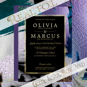 Wedding   Metallic Peacock Teal Brush Strokes