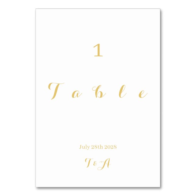 Wedding Minimal Gold Table Number (Front)