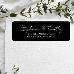 Wedding Minimalist Black Return Address Label