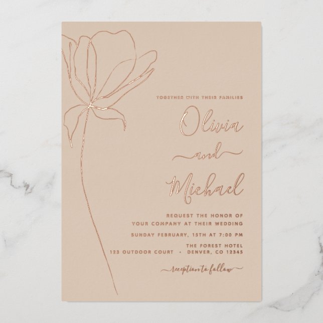 Wedding Minimalist Botanical Floral Line Art (Front)