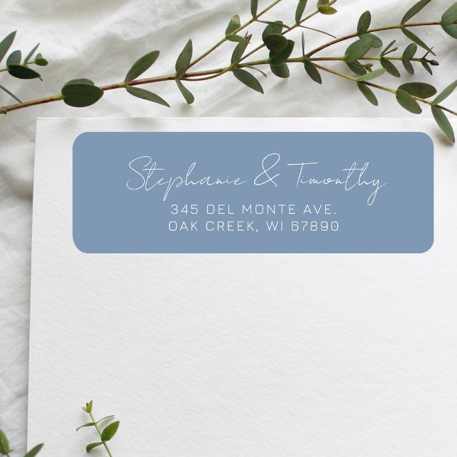 Wedding Minimalist Dusty Blue Return Address Label (Effortlessly manage wedding correspondence with our simple return labels, ensuring seamless mailing.)