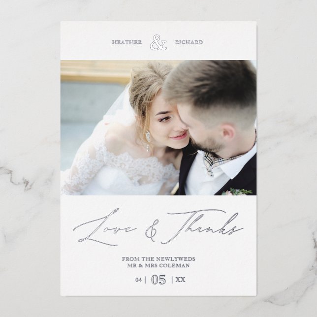 Wedding Minimalist Love & Thanks Custom Photo  (Front)