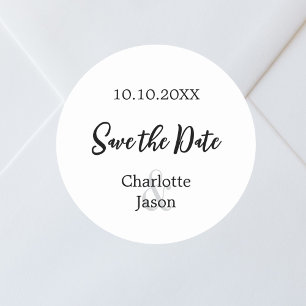 Wedding minimalist Save the Date Classic Round Sticker