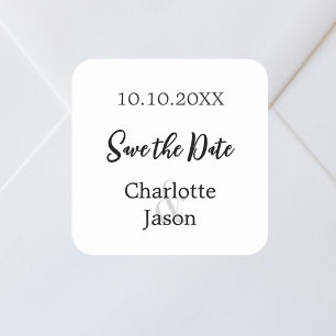 Wedding minimalist Save the Date Square Sticker