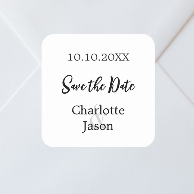 Wedding minimalist Save the Date Square Sticker (Creator Uploaded)