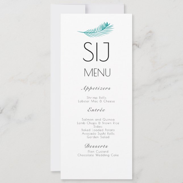 Wedding Minimalist Simple Palm Leaf Wedding Menu (Front)