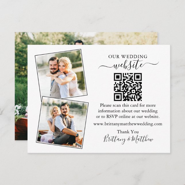 Wedding Minimalist Website 3 Photo Enclosure Card (Front/Back)