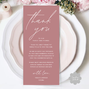 Wedding Minimalist Wedding Dinner Thank You Card