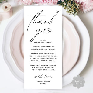 Wedding Minimalist Wedding Dinner Thank You Card