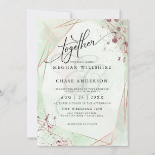 WEDDING   Mint and Rose Dappled Watercolor 