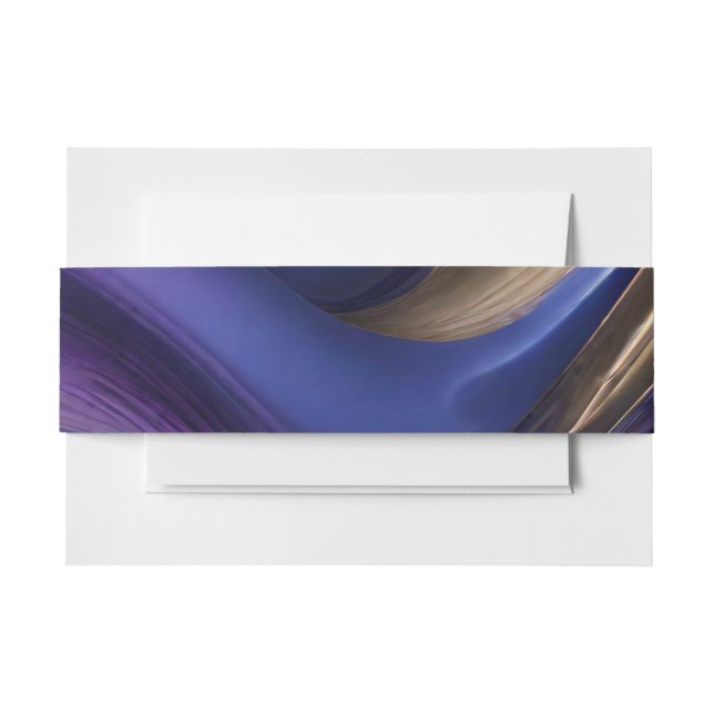 Wedding-Modern Abstract Blue Purple and Gold- Invitation Belly Band (Front Example)