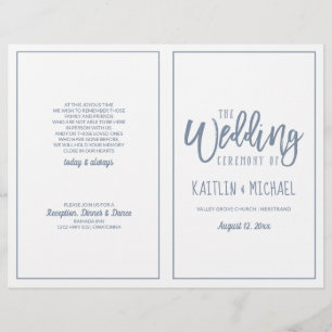 Wedding Modern Brush Script - Dusty Blue Programs