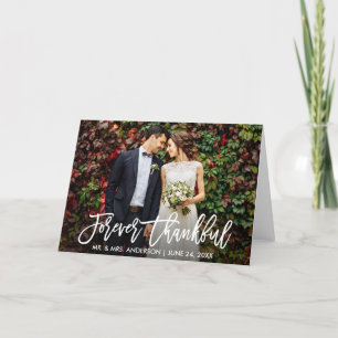 Wedding Modern Brush Script Forever Thankful Fold Thank You Card
