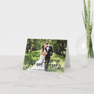 Wedding Modern Brush Script Love and Thanks Note Card