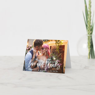 Wedding Modern Brush Script Love Thanks Fold Note Card