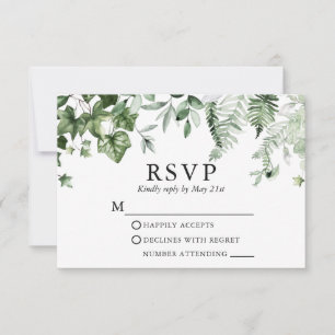 Wedding Modern Elegant Botanical Ivy Greenery RSVP Card