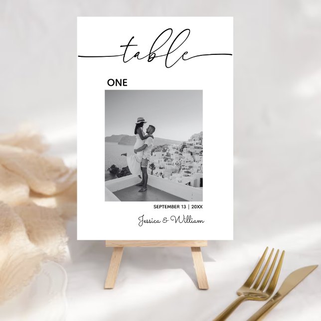 Wedding Modern Minimal Photo  | Table Numbers Card (Creator Uploaded)