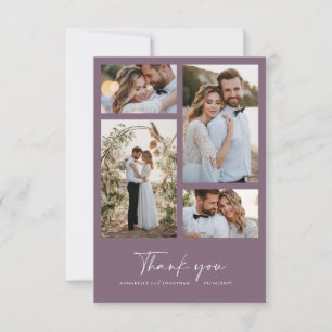 Wedding modern minimal photo thank you chic purple invitation