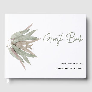 Wedding Modern Minimal Script Eucalyptus Guest Book