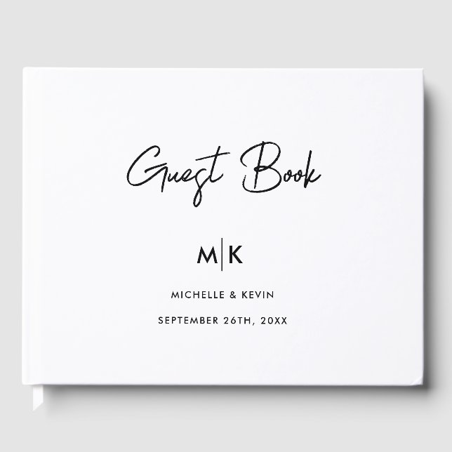 Wedding Modern Minimal Script  Guest Book (Front)