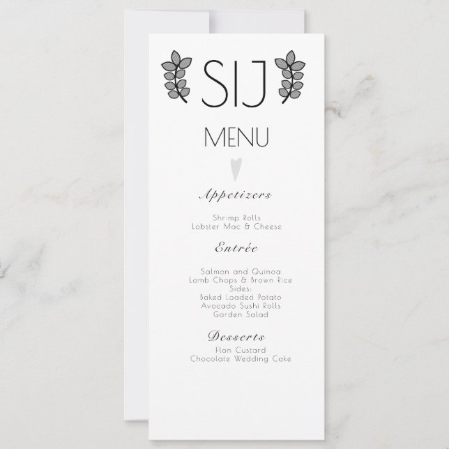 Wedding Modern Minimalist Branch Logo Wedding Menu (Front)