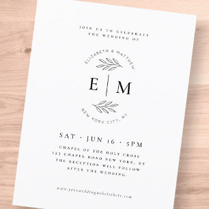 Wedding Modern Minimalist Elegant Chic Simple Postcard