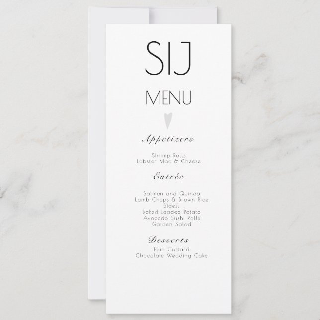 Wedding Modern Minimalist Heart Logo Wedding Menu (Front)