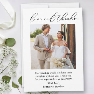 Wedding Modern Minimalist Love Thanks Calligraphy Thank You Card