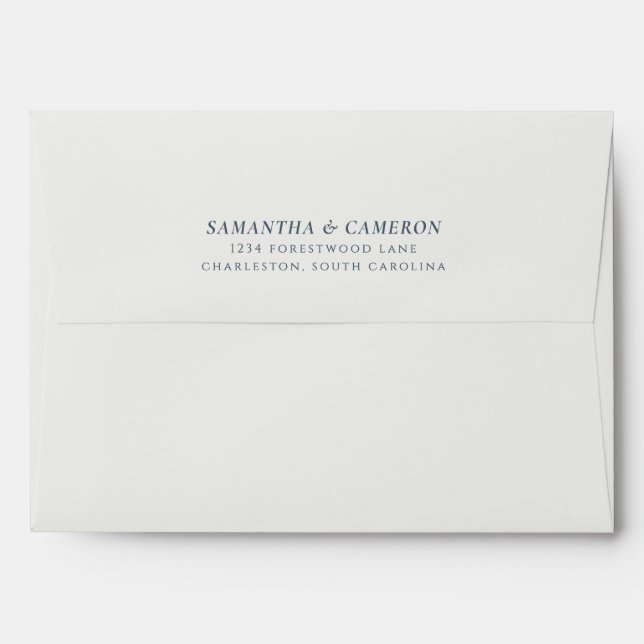 Wedding Modern Minimalist Neutral Off White & Blue Envelope (Back (Top Flap))