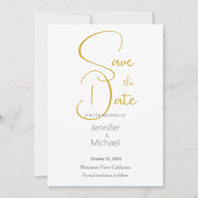 Wedding Modern Minimalist Plain Calligraphy Invitation (Front)