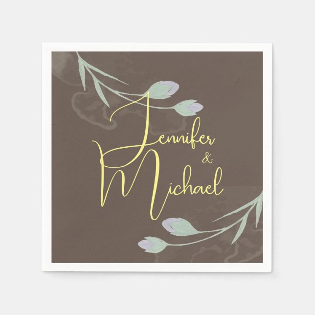 Wedding Modern Minimalist Plain Calligraphy Name Napkin (Front)