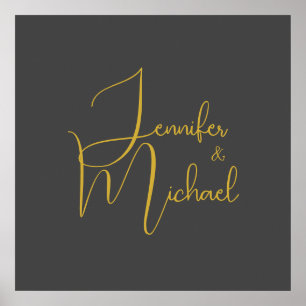 Wedding Modern Minimalist Plain Calligraphy Name Poster